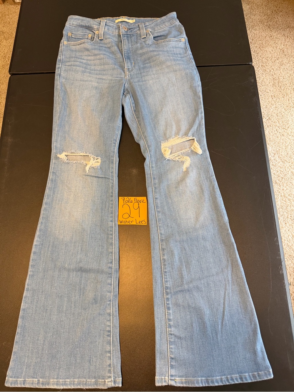 Levi's Light Blue Distressed Wide-Leg Jeans